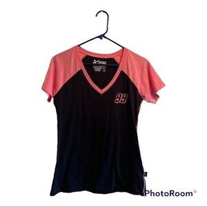 NASCAR Chase Authentics Tee Shirt Womens Medium Carl Edwards #99 Black Hot Pink